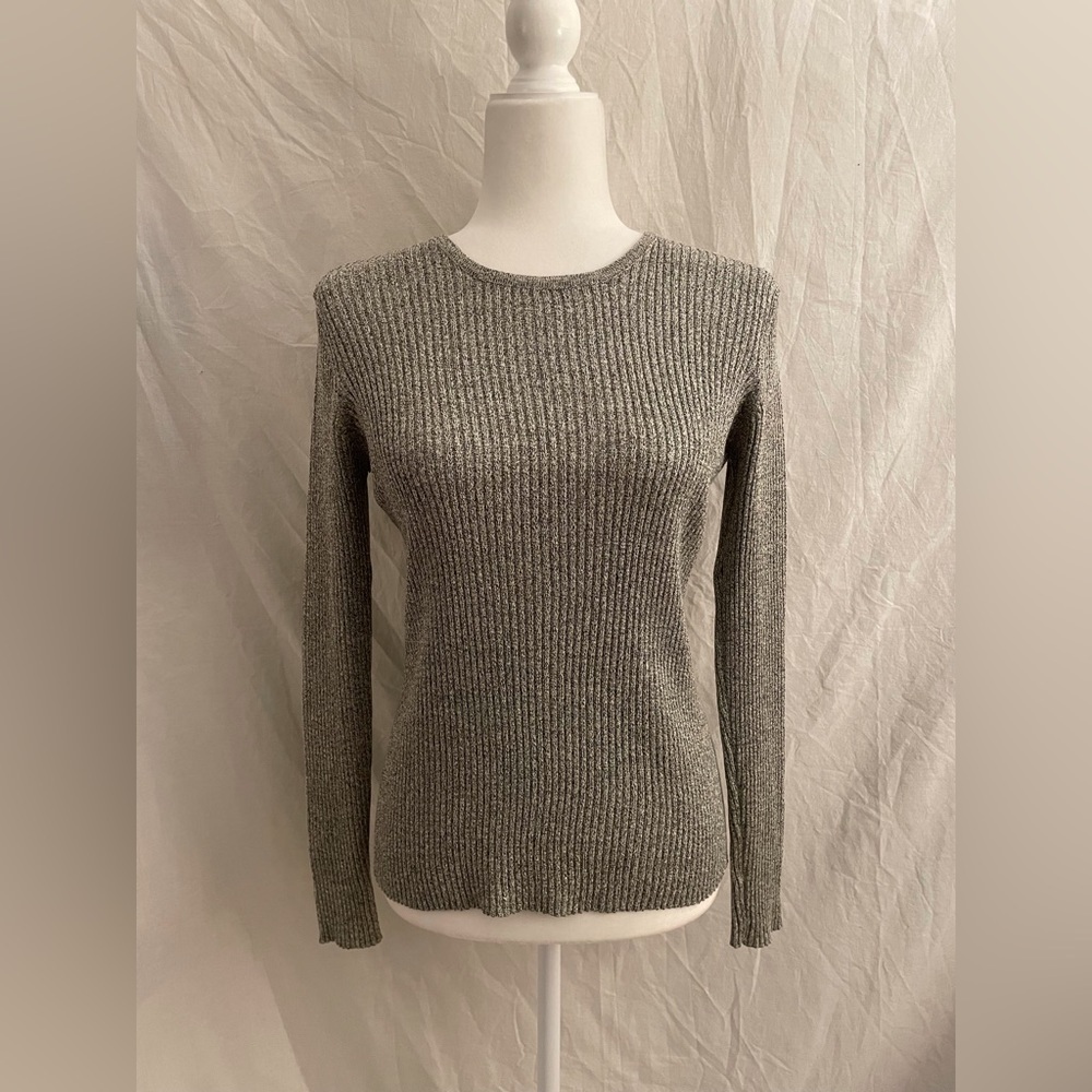 The Limited Long Sleeve Sparkly Silver Sweater Size S